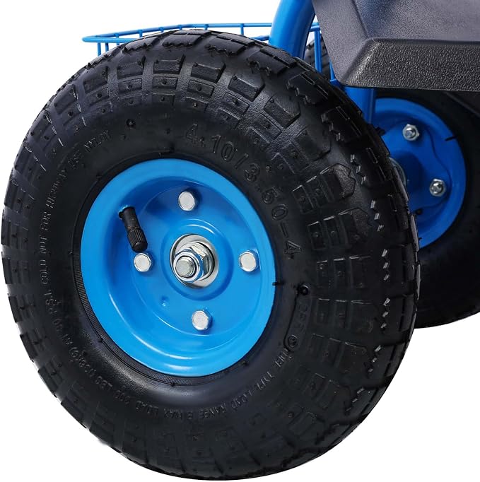 Rolling Garden Cart, 360 Swivel Gardening Seat with Wheels, Tool Basket, Adjustable Height, Outdoor Garden Workseat, Gardening Stool Scooter for Sitting (Blue)