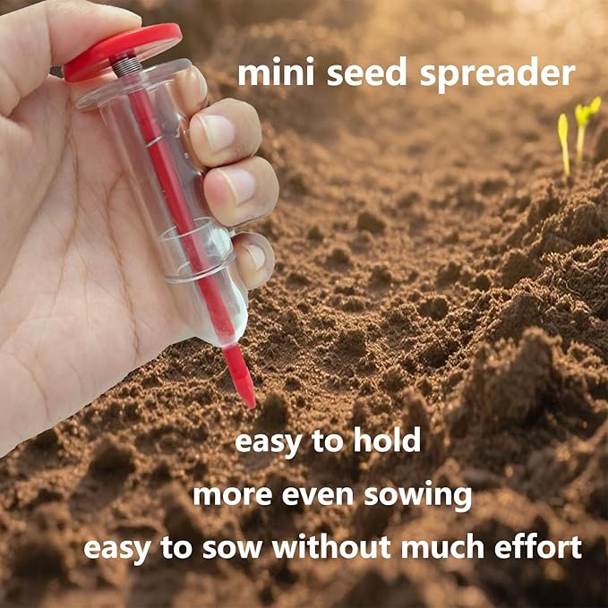 Mini Seed Spreader, Small Garden Tools, Mini Hand Seed Spreader,Small Seed Planter Tool, Manual Seedlings Dibber and Widger Set for Tiny Seeds