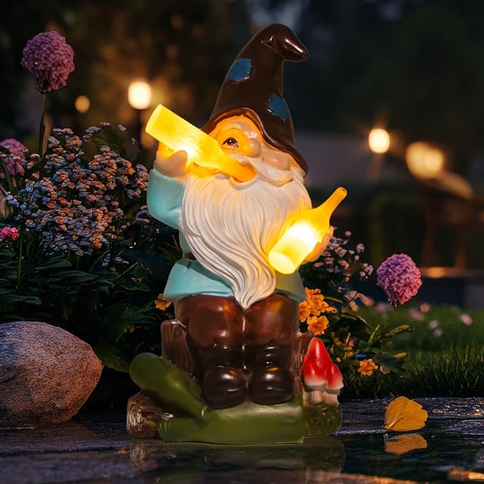 Dad Gifts for Fathers Day,Gnome Garden Decor Statue with Solar Light Lantern,Birthday Gifts for Men Women Mom Grandma,Funny Waterproof Resin Figurine Outdoor Decorations for Yard Patio Lawn Porch