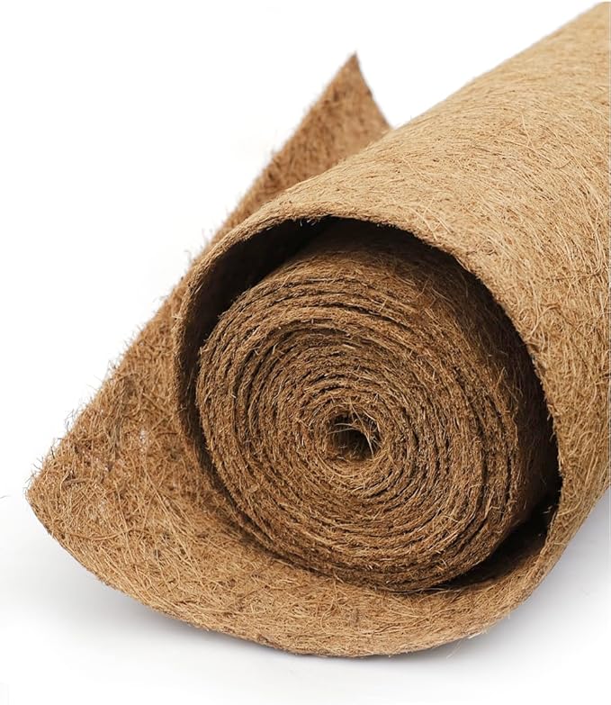 Coconut Fiber Mat, Yarrdfir 16x160 inch Natural Coconut Liners for planters Flower Basket, Natural Coconut Fiber mat, Garden Decoration, Animal pet pad, Reptile Carpet, Snow Mat (16 x 160)