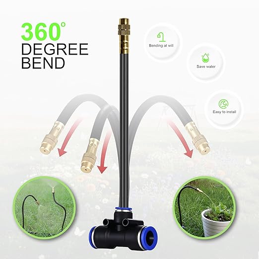 Drip Irrigation System, 2026-Upgrade 50Ft 1/4"Watering Kit with 15 360° Adjustable Copper Nozzles & 3/4" Copper Connector, DIY for Garden, Greenhouse, Pots, Raised Beds & Yard