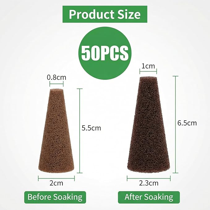 50-Pack Grow Sponges, Hydroponic Planting System Pods, Fast Germinating Seed Starting Sponges, Aerogarden Compatible