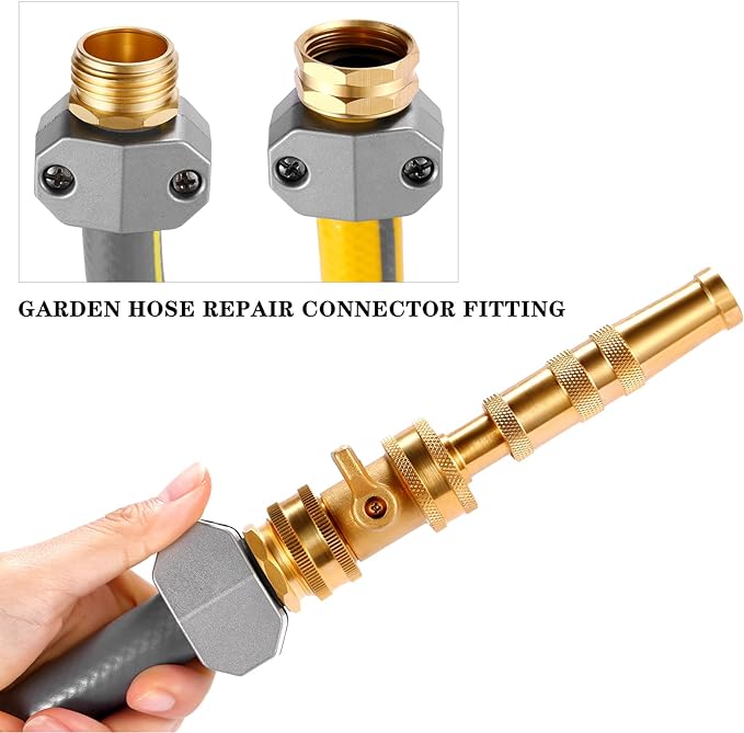 Garden Hose Repair Kits, 3 Sets Aluminum Alloy Water Hose Connector, Fit 3/4" and 5/8" Garden Hose, Male and Female Hose End Repair Fittings Replacement, Hose Mender Kit