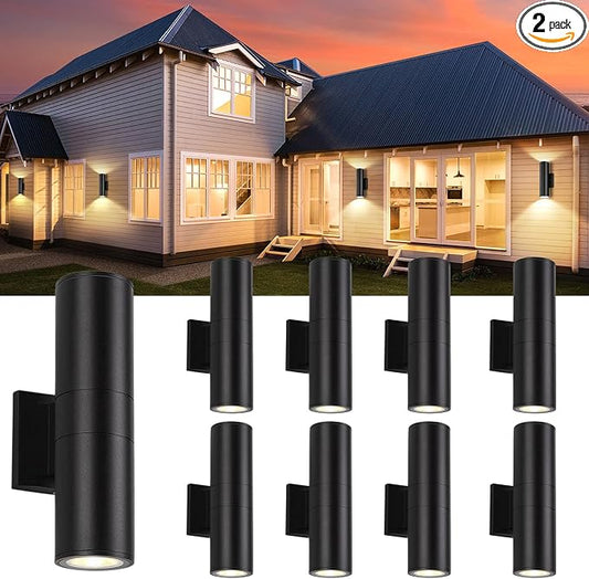 15inch LED Square Up & Down wall Lights ,14W Outdoor Wall Light 4000K Day white Aluminum Body Waterproof IP65 LED Exterior Light Fixtures Wall Mount for House Patio Garage garden. (14inch-8Pack)