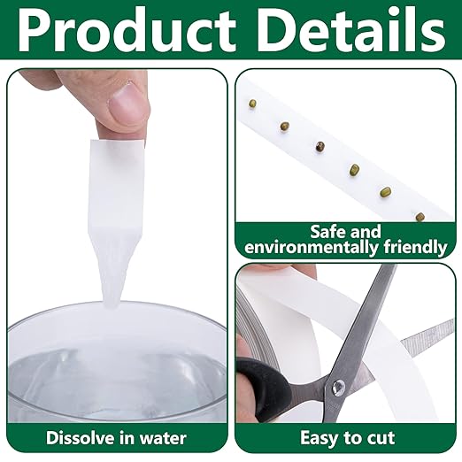 codree 131 Ft Water Soluble Seed Tape, Quickly Dissolves in Water Planting Vegetable Seeds Tape, Biodegradable Water-Soluble Flower Plant Tapes for Gardening Labels Packaging