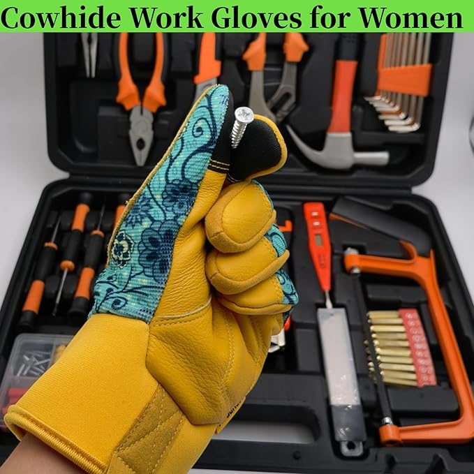 Gardening Gloves,Women Yard Work Garden Glove,Gifts | Thorn Proof,Puncture Resistant,Touchscreen,Gift,Leather,Spandex