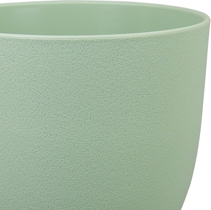 WSMKSZ Flower Pots 9/8/7.5 inch, Plant Pots for Indoor Outdoor Plants, Set of 3 Modern Decorative Plastic Planters with Drainage Holes and Saucers for Garden Porch House Plants, Green