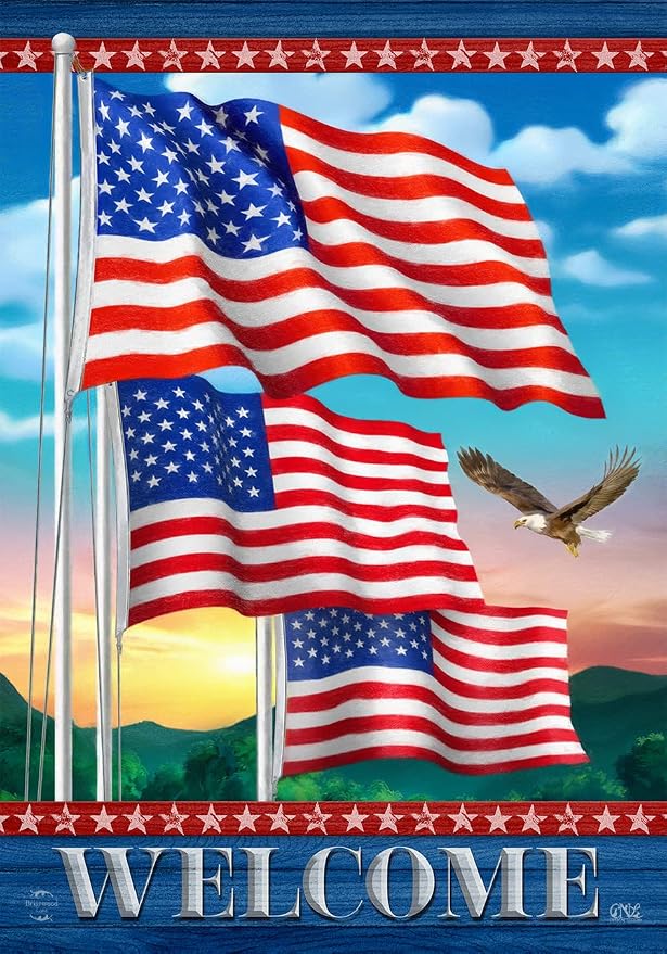 Briarwood Lane Waving American Flags Welcome Garden Flag Patriotic Eagle 12.5" x 18"