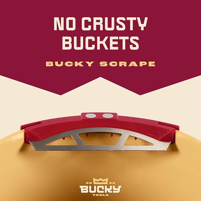 Bucky Scrape – Universal 5-Gallon Bucket Trowel Scraper for Tile Work, Stainless Steel Edge Preserves Wet Mix And Reduces Waste, Magnetic Holder Secures Tools