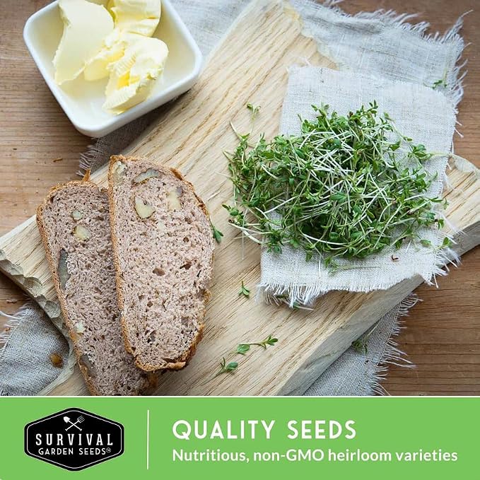 Pea Microgreens Seeds for Sprouting and Growing Indoors – Sweet, Tender Shoots for Windowsill or Countertop Gardens – Grow Your Own Mini Greens – Non-GMO Heirloom – Survival Garden Seeds (5 Pack)