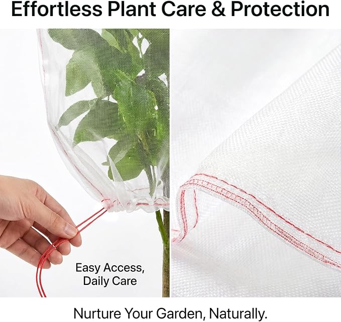 Sukh Bird Netting for Garden Protection - 3 Pack 2.3 x 3.3 FT Blueberry Bush Netting Covers with Drawstring Pest Barrier Plant Net for Fruit Trees, Tomato, Strawberry from Birds, Chicken & Cicadas