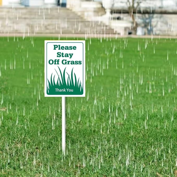 New Grass Growing Please Keep Off Yard Sign With Stake,Stay Off Grass Reflective Aluminum Lawn Signs Rust Free Garden Signs (8x12in)