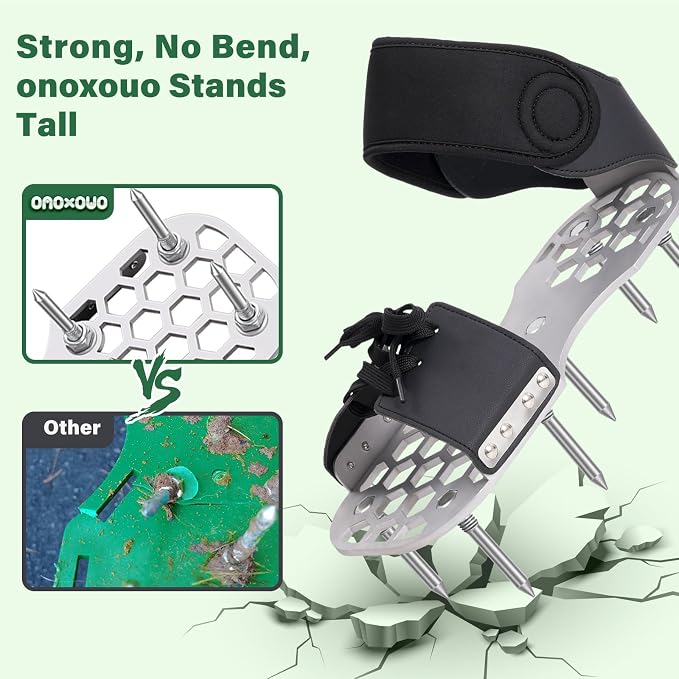 Aerator Shoes, Lawn Aerator Shoes for Grass with Thickened Metal Base, Longer Steel Spike, Aeration Shoes for Lawn with Adjustable Straps, Fully Assembled Aerating Shoes for Lawn Yard