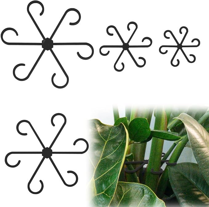XIHIRCD 4pcs Plant Stem Support, Climbing Houseplant Leaf Support Ring Plant Climbers Stem Holders Plants Climbing Rack Plant Flower Gardening Growth Cultivation Accessories Tools(Black)