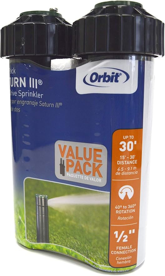 Orbit Watermaster 55461 Voyager 4-Inch Adjustable Pop-Up Gear Drive Sprinkler Head, Black, 2 Count (Pack of 2)