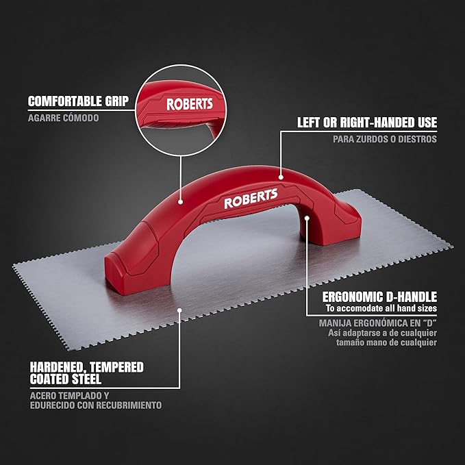 ROBERTS 49605 Dual-Notch Trowel for Installation of Residential and Commercial Carpet Flooring