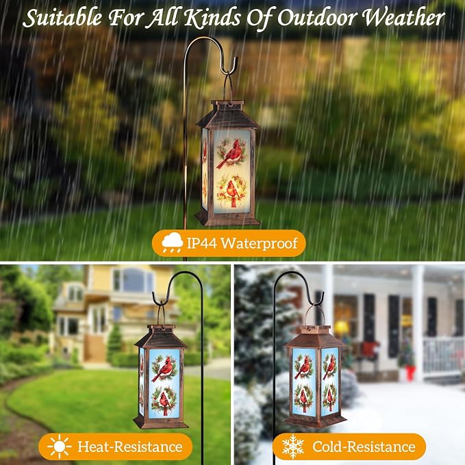 Solar Lanterns for Garden Decor, Waterproof Design Solar LED Hanging Lights for Yard, Patio, Lawn, and Porch, Gifts for Mom, Grandma(Floral Hoop)