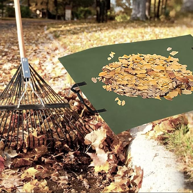 Leaf Bag for Collecting Leaves Reusable Garden Yard Waterproof 2 IN 1 Waste Bags Leaf Tarp Trash Canvas Heavy Duty Storage Lawn Container Collapsible with Handle (Green 3)