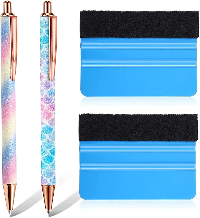 Weeding Tools for Vinyl，2 Pieces Air Release Pen Craft Vinyl Weeding Tools Stainless Steel Point Retractable Air Release Weeding Tools for Craft Weeding Essential Adhesive Vinyl (Multicolour)