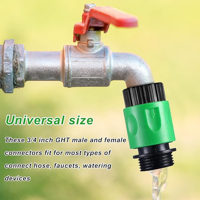 Hotop 16 Pieces Garden Hose Quick Connector 3/4 Inch Plastic Water Hose Fittings Male and Female Connectors End Adapters with 10 Pieces Rubber Gasket