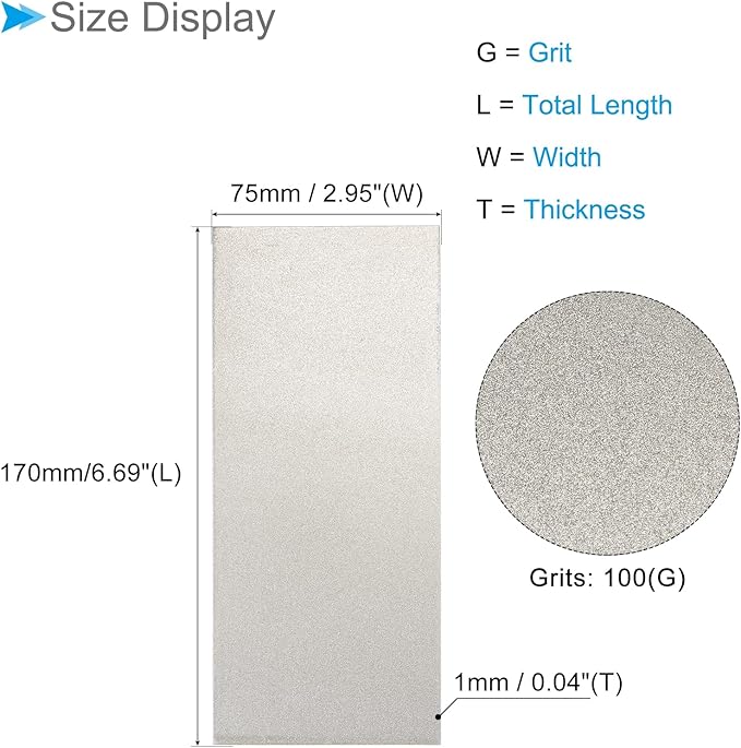 Diamond Whetstone Sharpening Stone, 180 Grit 6.69" x 2.95" Total Size, Sharpener Abrasive Tool - (Applications: for Metal Grinding)