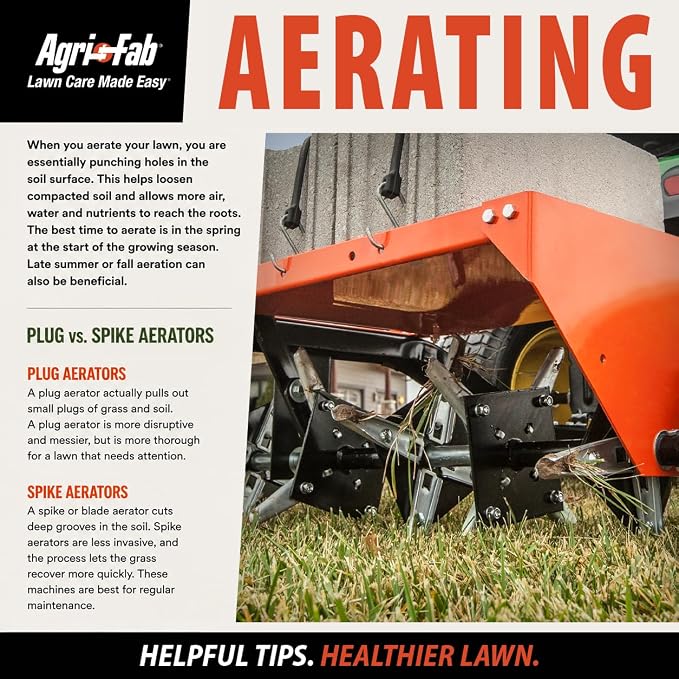 Agri-Fab 40 In Tow Behind Lawn Plug Aerator with 24 Galvanized Coring Knives and Universal Hitch