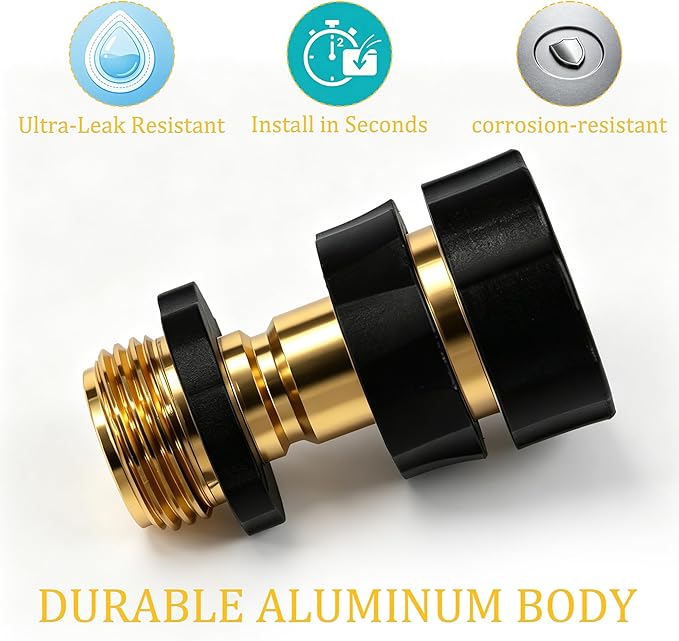 LIULO TOOL 3/4 Inch Garden Hose Quick Connect, Aluminum Garden Hose Fittings, Male and Female Water Quick Release Connector (6Pack)