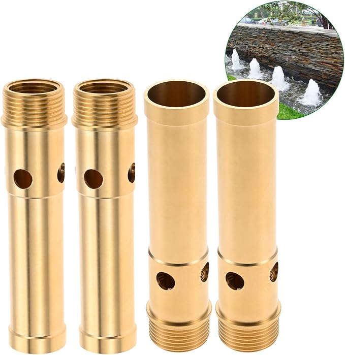 4 PCS Brass Bubbling Fountain Nozzle G1/2 Female & G3/4 Male Thread, Sparkling Water Spray Head for Ponds, Gardens, Fountains Bring Beautiful 0.6-1FT Columnar Water Cluster Shape Visual Effect