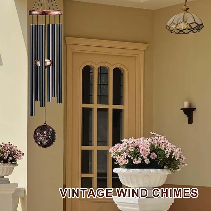 Wind Chimes for Outside, Vintage Hummingbird Deep Tone Wind Chime, Large Outdoor Hanging Decor for Patio Porch Balcony Garden, Gifts for Women Mom Grandma (32” Hummingbird)