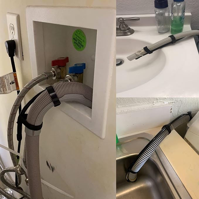 Universal Adjustable Shape Drain Hose Guide Assembly for Kitchen Sink Laundry Tub Washing Machine Discharge Hose Clip Hose Holder Fits All Drain Hose - You can Mold it to fit Your Needs.