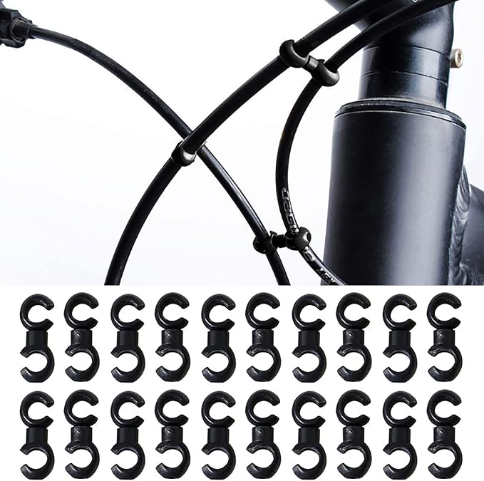 VANICE 20 Pcs Bicycle Brake Cable S Style Clips Buckle Hose Guide Black Cross Line Clip for Road Bike MTB