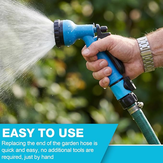 Hotop 6 Pcs Garden Hose Shut Off Valve Plastic Connect Water Hose Turn Off Valve with Anti Leak Standard 3/4 Inch Thread and Rubber Gaskets (Blue)