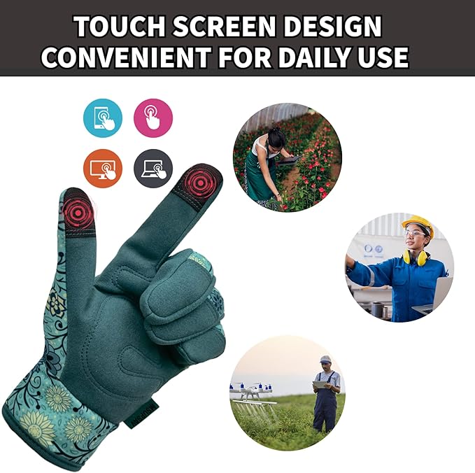 Gardening Gloves,Women Yard Work Garden Glove,Gifts | Thorn Proof,Puncture Resistant,Touchscreen,Gift,Leather,Spandex
