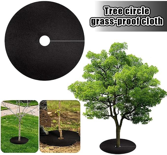 36 Inch Black Non-Woven Tree Mulch Ring, Reusable Circular Weed Barrier Mat for Landscaping Gardening, Breathable Moisture Retention Ground Cover, Plant Root Protector for Trees (3PCS Medium)