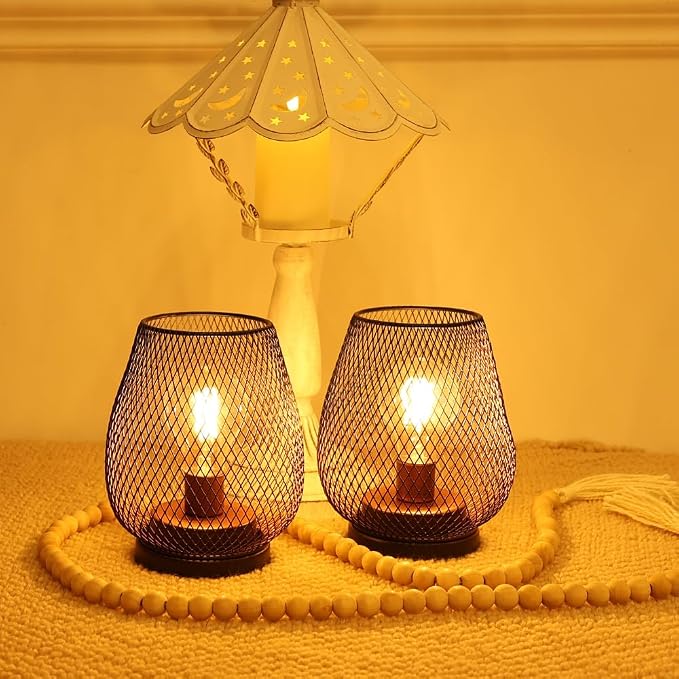 NEEDOMO 6 Pack Battery Operated Lamp Outdoor Table Lantern, LED Table Lantern with Timer Mode, Vintage Decorative Lights Cordless Lamp Indoor Outdoor Patio Bedroom Living Room with LED Bulb