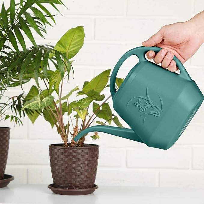 Hand Plastic Watering Can - for Home Plant Garden - 1/2 Gallon - Green