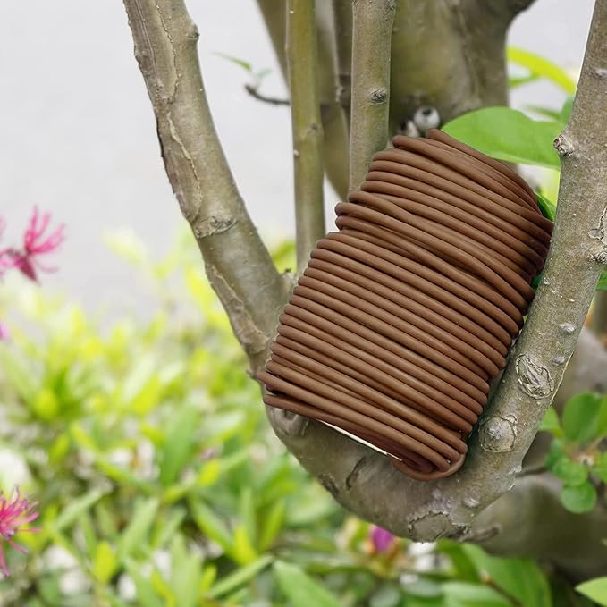 Decoroca Soft Plant Ties for Support - 65.6' Reusable Waterproof Plant Wire, Garden Twist, Office Organization and Decoration Binding（2pcs/Brown）