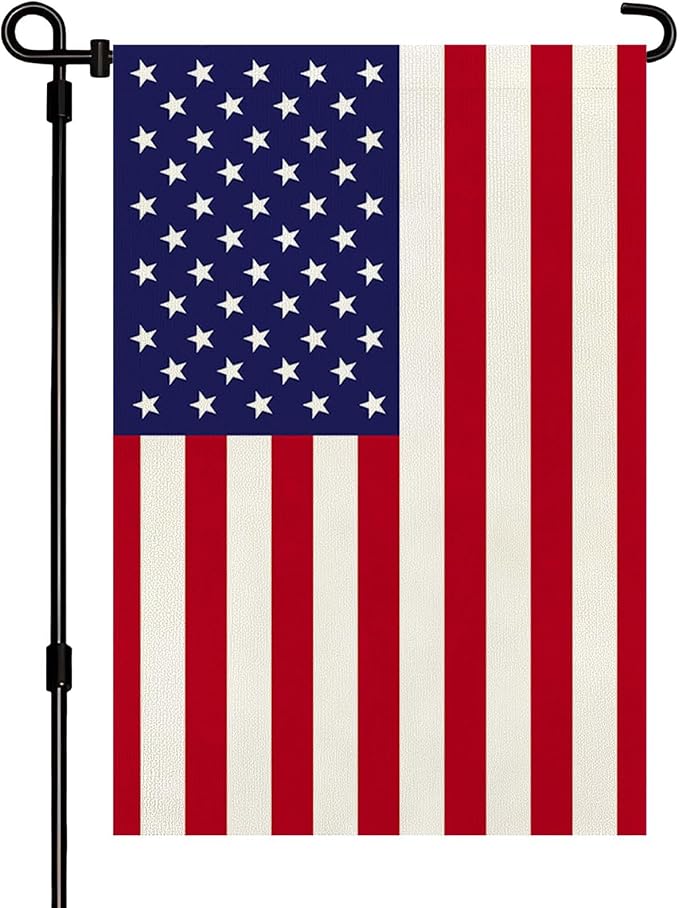 American Flag Garden Flag, Patriotic Double Sided Waterproof Outdoor Yard Flag, USA Independence Day July 4th Lawn Porch Decor, 12x18Inch
