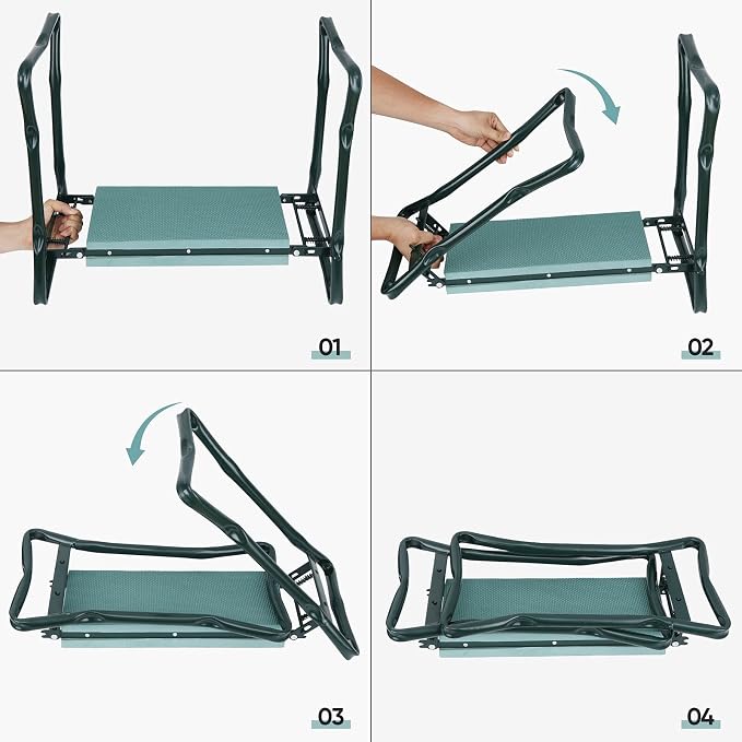 Garden Kneeler Seat with EVA Folding Portable Bench Kneeling Pad and Tool Pouch New