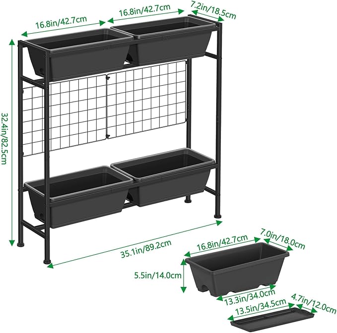 ETELI Vertical Garden Planter Raised Garden Beds with Legs Elevated Garden Planter Boxes with Legs Trellis Patio Balcony Herb Garden Planters Beds Outdoor for Flowers Vegetables, Gray