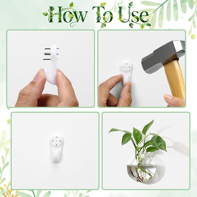 4Pcs Wall Hanging Planter Propagation Stations Glass Terrariums Vase for Hydroponics Plants, Bathroom, Home Office Living Room Decor Gift