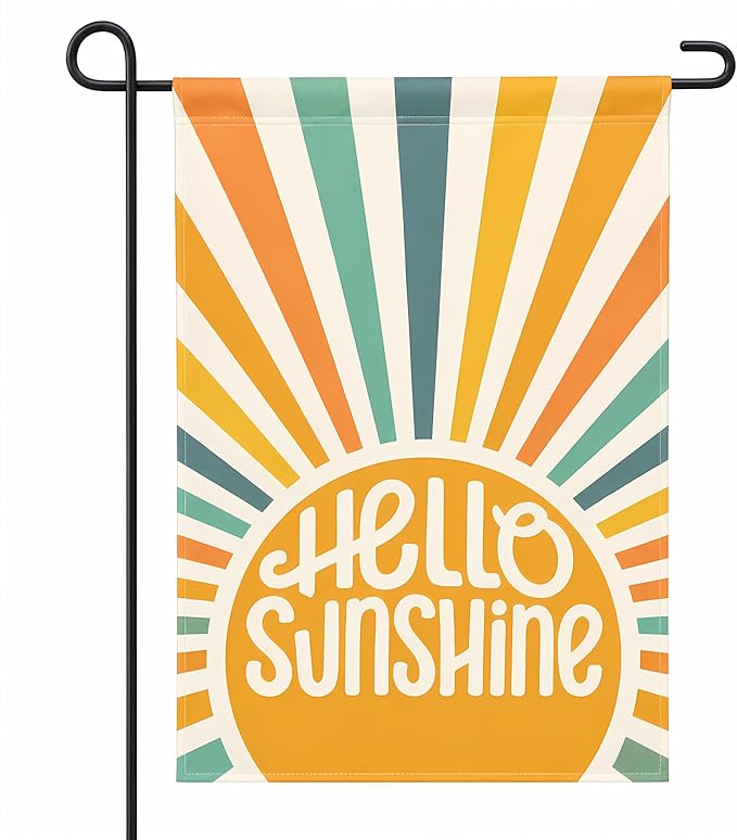 Summer Party Decorations - Hello Sunshine Summer Garden Flag | Double Sided Welcome Yard Outdoor Flag - Summer Party Accessories Backdrop Favors Supplies Decor for Garden Yard Porch Patio Lawn Outside