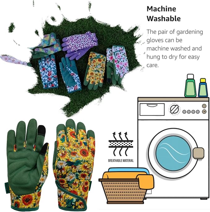 Gardening Gloves,Women Yard Work Garden Glove,Gifts | Thorn Proof,Puncture Resistant,Touchscreen,Gift,Leather,Spandex