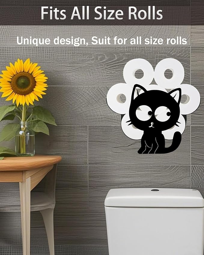 Cat Toilet Tissue Holder,Animal Paper Holders,Decorative Metal Papers Holder,Funny Toilet Animal Storage for Bathrooms,Bathroom Paper Organizer for Extra 8 Rolls Wall Mounted Art Decor