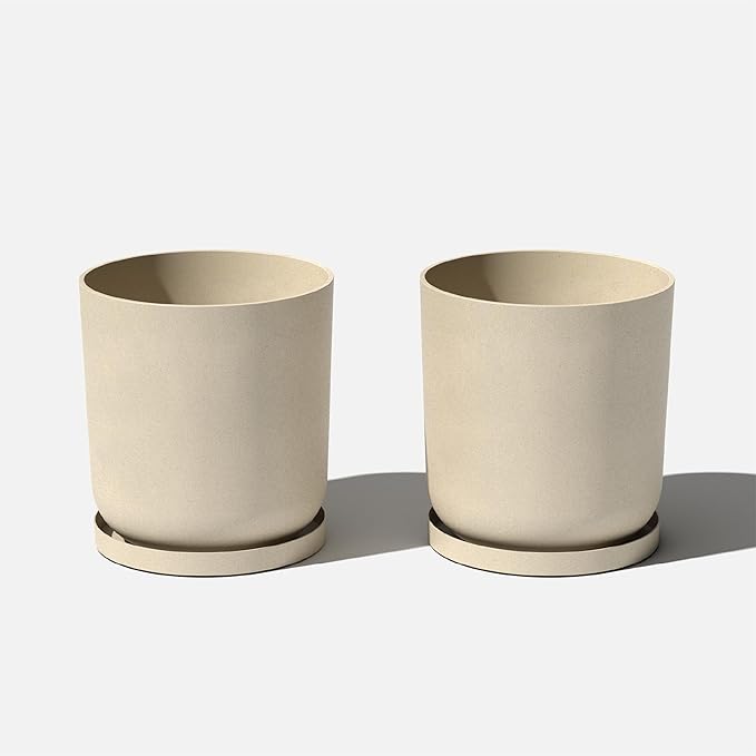 Veradek Mason Series Lima Planter - Round Planter for Indoor or Outdoor Porch/Garden | Made from Plastic-Stone Composite with Drainage Holes | Modern Décor for Succulents, Flowers, Small Plants