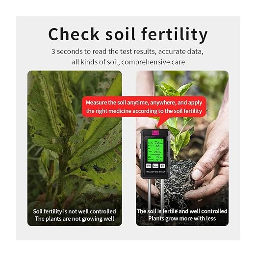 90 Degrees Rotation 6 in 1 Soil Meter Soil PH Tester Moisture Fertility Temperature Air Humidity Light Detector for Garden