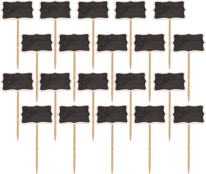 20PCS Wood Chalkboard Plant Tag, Gardening Plug-in Plant Identification Marker, Nursery Garden Plant Markers Tag，Miniature Plants Wooden Tags, Lawn Signs Plant Markers Chalkboard