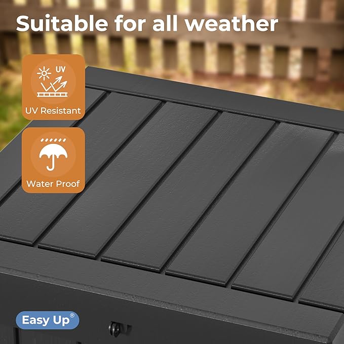 EasyUp 51 Gallon Outdoor Storage Box, Outdoor Deck Boxes for Garden Tools Equipment,Cushions and Patio Storage,Lockable and Resin,Easy to Install(Black)