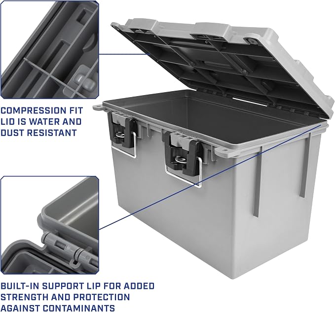 Sheffield 12766 XL Storage Bins With Lids, Stackable Storage Bins, Lockable Containers with Lids, Plastic Containers for Home, Classroom, and Dorm