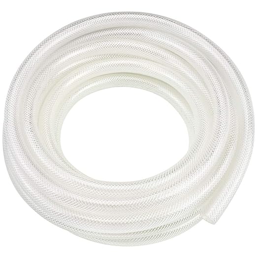 5/8" ID x 25 Ft High Pressure Braided Clear PVC Vinyl Tubing Flexible Vinyl Tube, Heavy Duty Reinforced Hose Tubing, BPA Free and Non Toxic